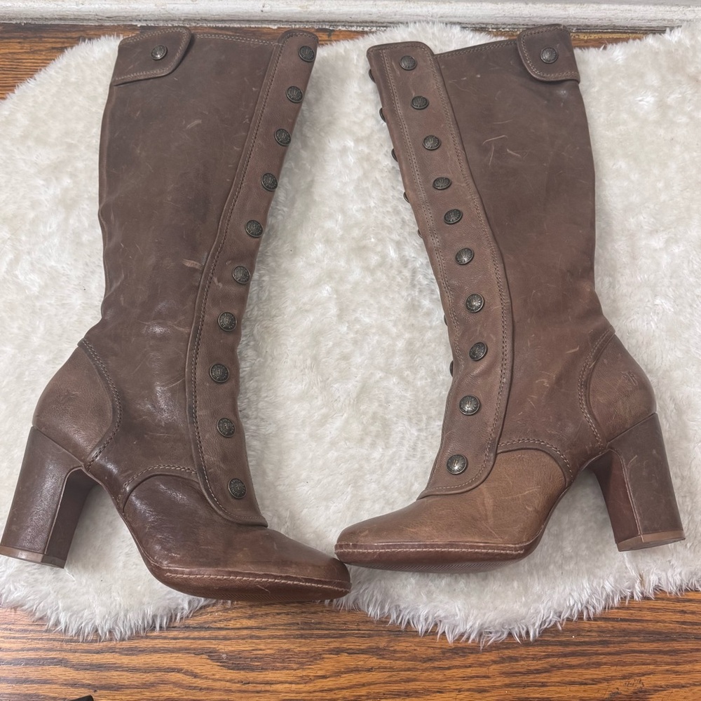 Frye Adrienne Button Boots Rustic Brown Tall Leather Vintage Victorian Sz 10M - Picture 10 of 14